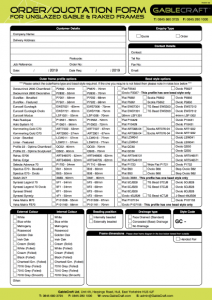 Gable & Rake Order Form